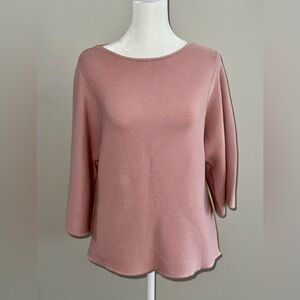 Dusty Pink Crewneck Sweater with Soft Knit Texture